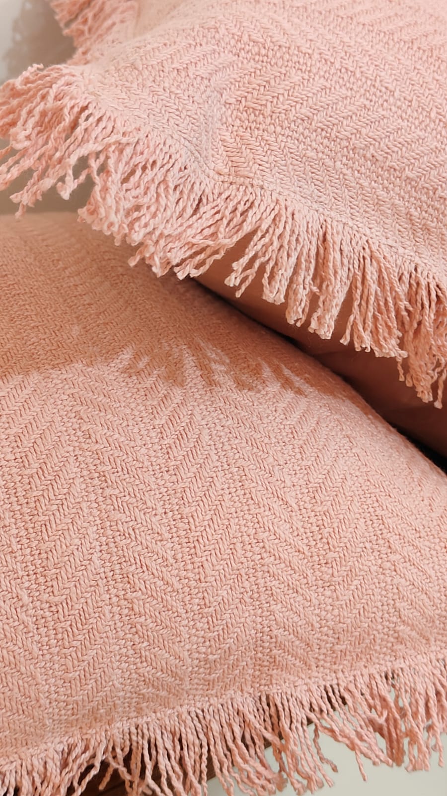 Blush Tufted Fringe Cushion (Set Of 2)