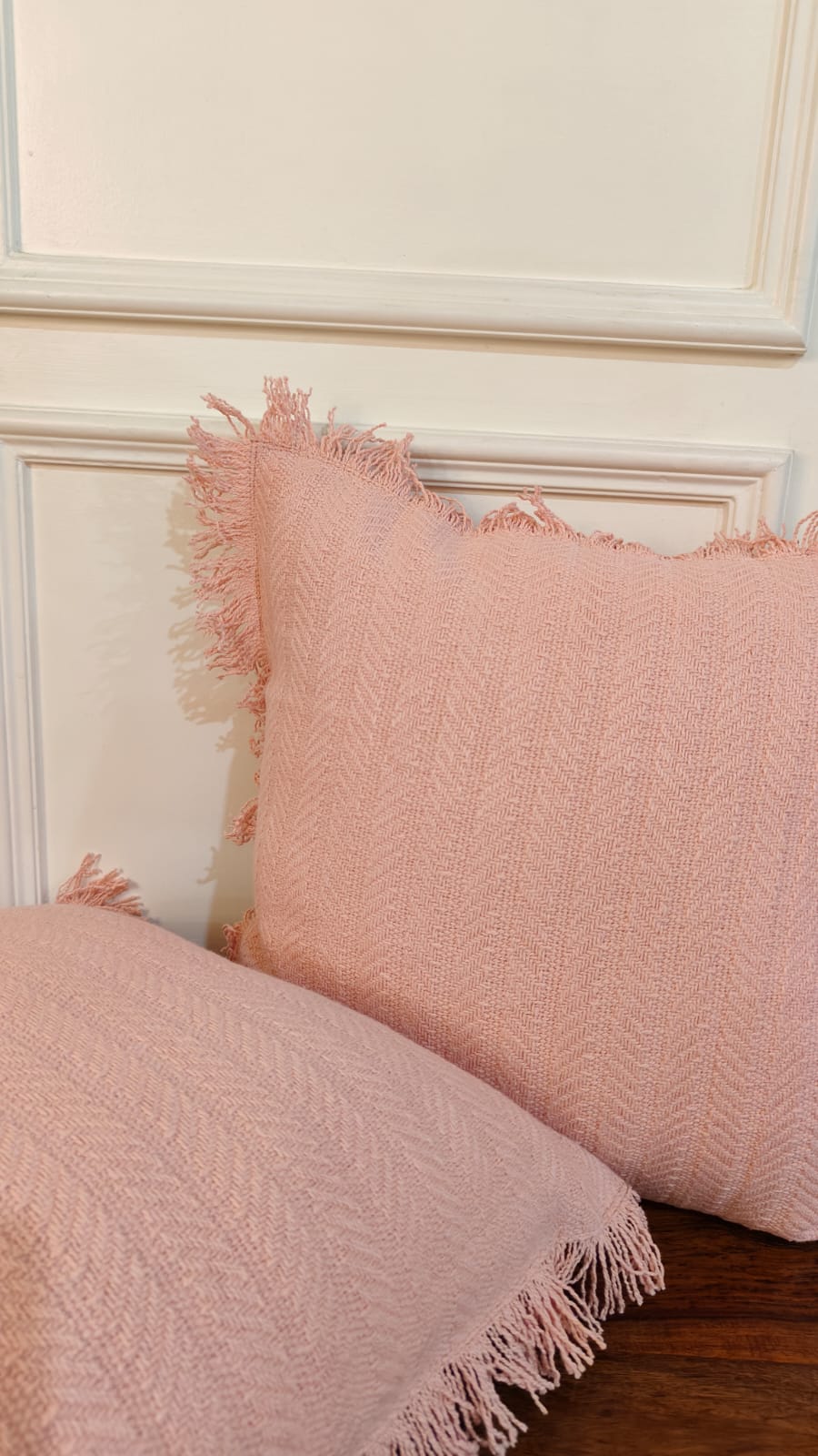 Blush Tufted Fringe Cushion (Set Of 2)