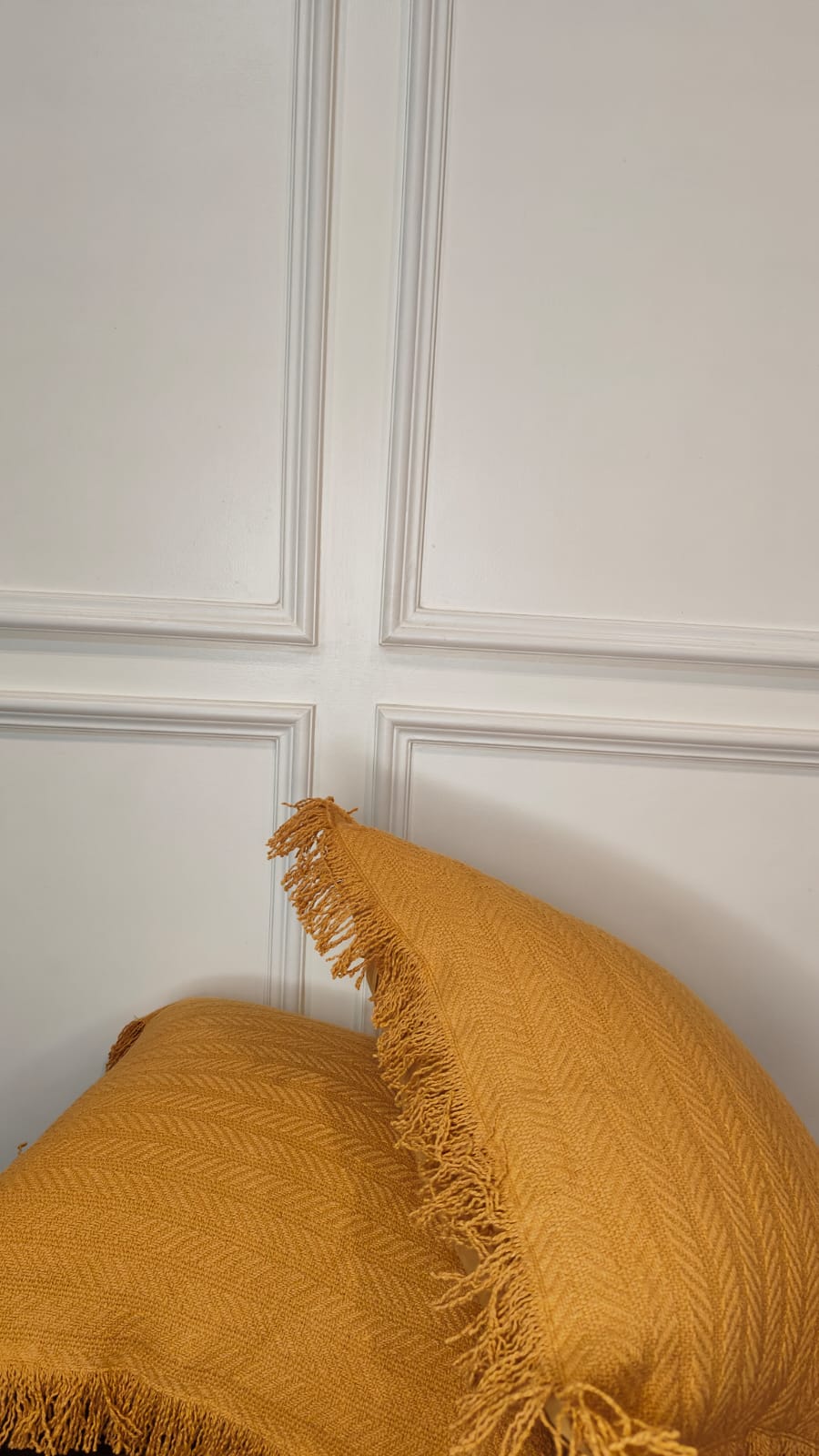 Golden Ochre Tufted Fringe Cushion (Set Of 2)