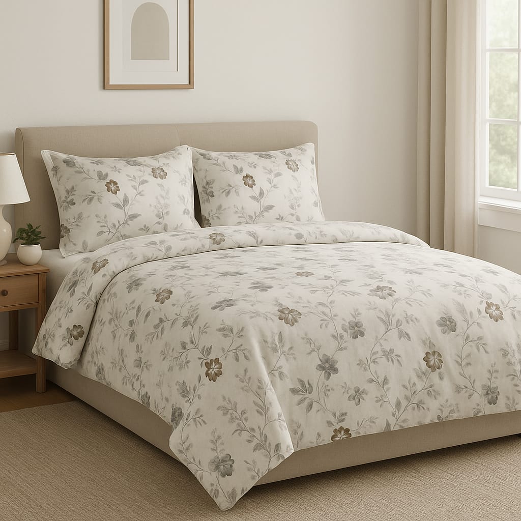 Ivory Bloom – 210 TC Percale Cotton Bedsheet Set