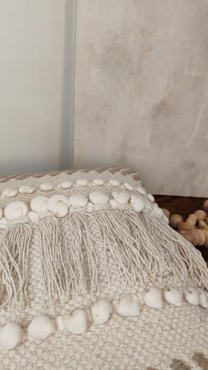Boho Fringe & Chevron Textured Cushion Cover (Single)