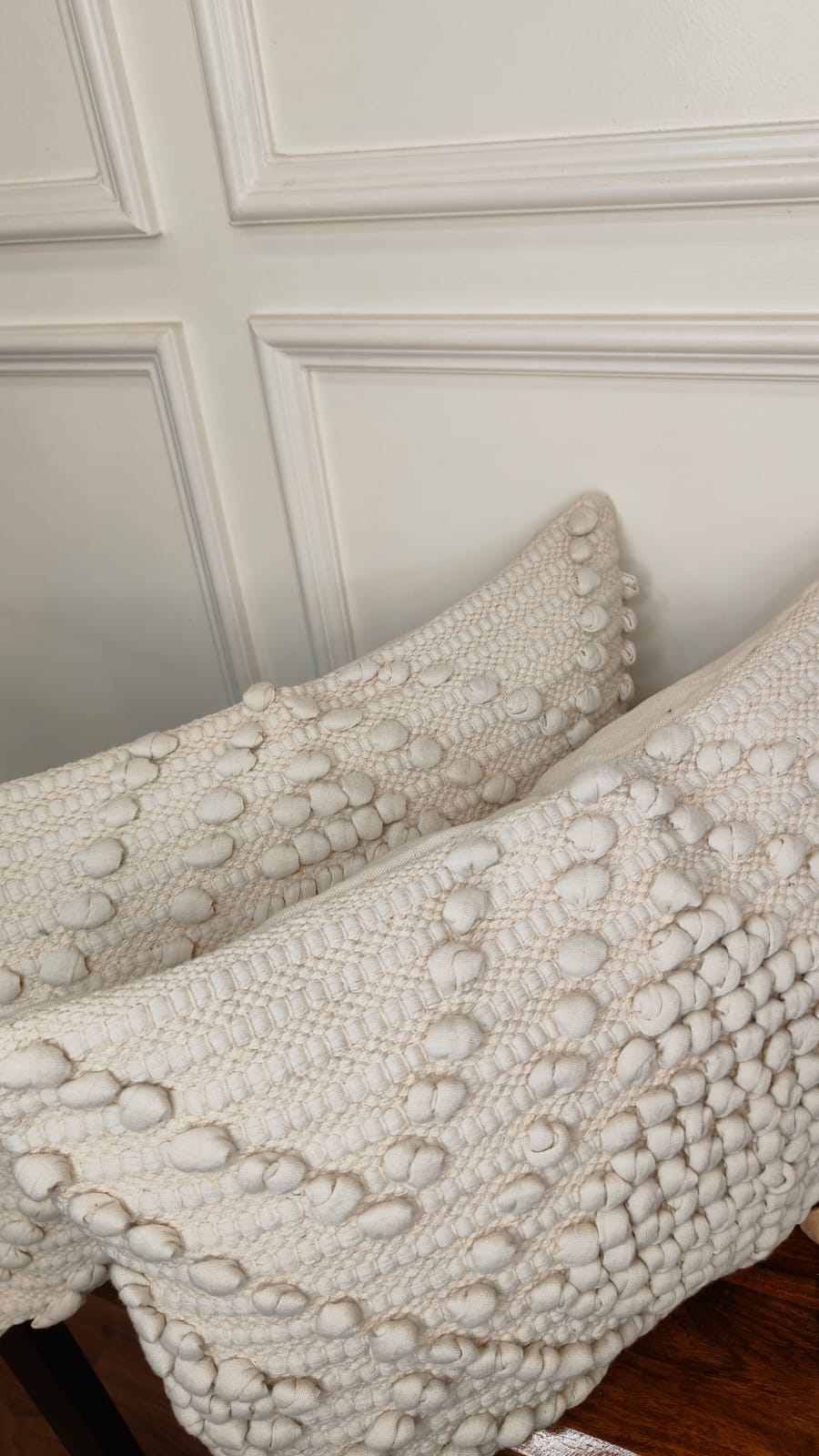 Ivory Pom-Pom Textured Lumbar Cushion Cover Set (Set of 2)