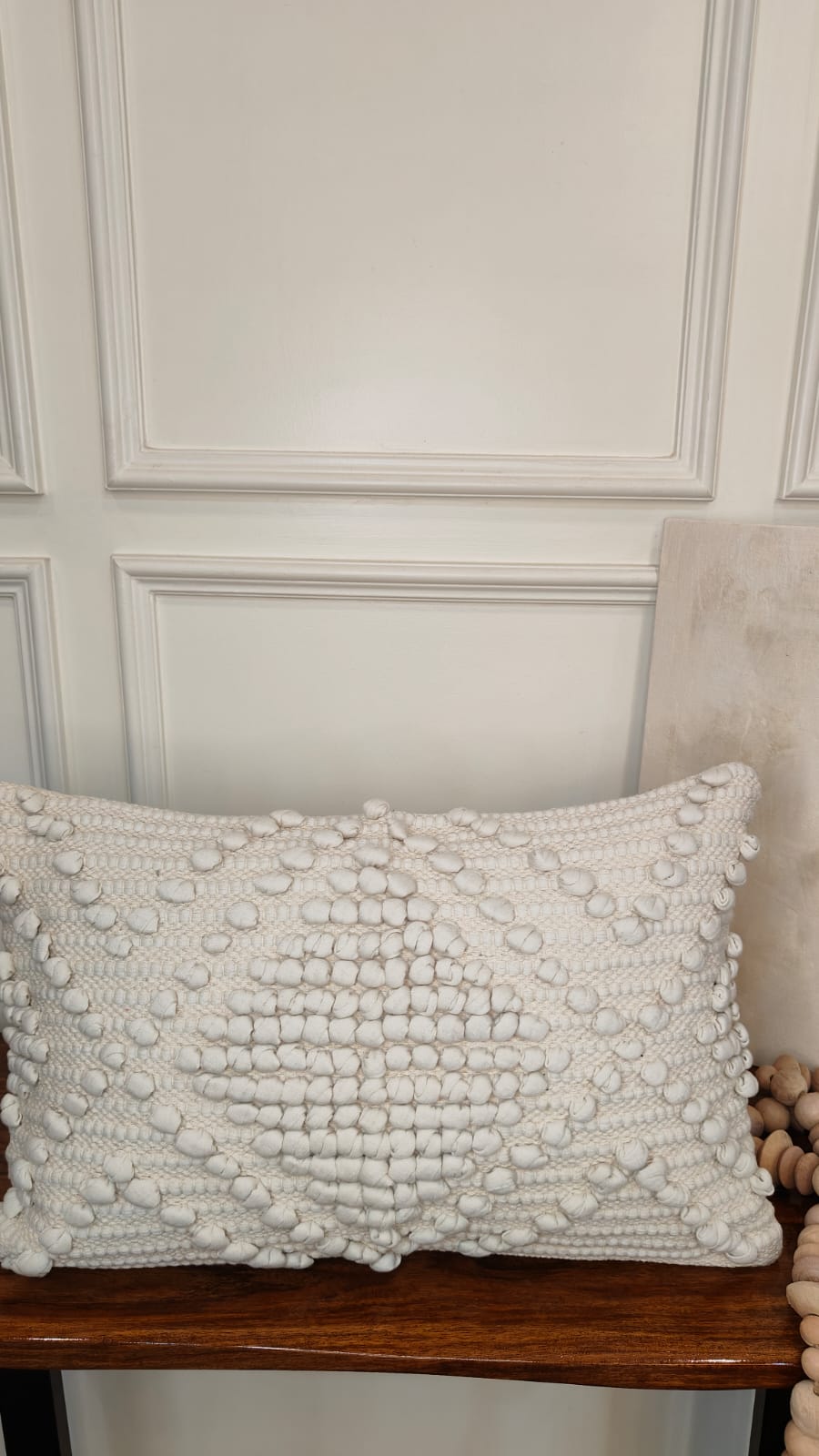 Ivory Pom-Pom Textured Lumbar Cushion Cover Set (Set of 2)