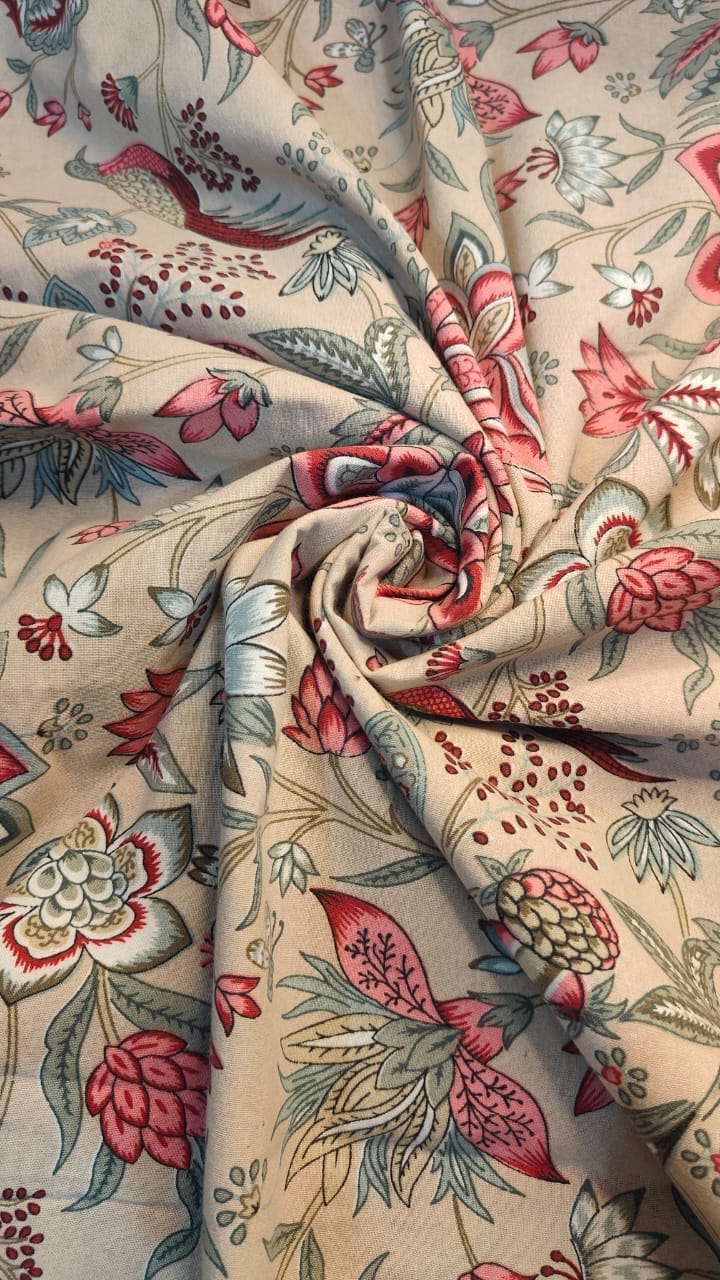 Beige Floral & Fauna 7-Piece Quilted King Bedding Set