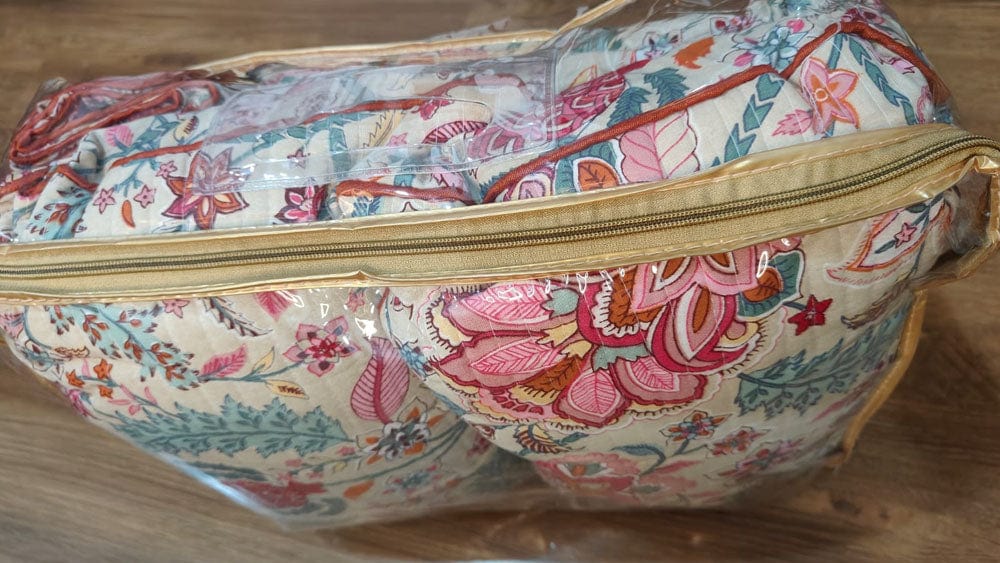 Ivory Floral 7-Piece Quilted King Bedding Set