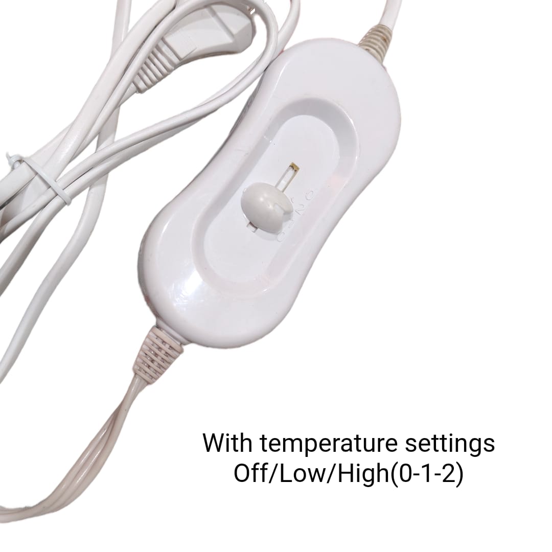 Single Electric Blanket (Under) Ideal for Heavy Winter — Manual 3-Level Heat Control (Off–Medium–High)