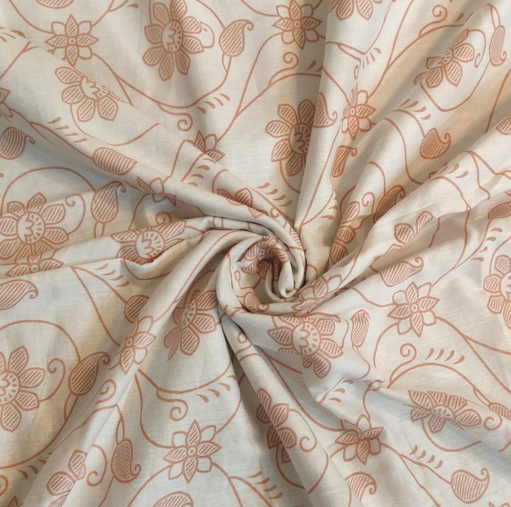 Gulnaar Peach Reversible Dohar – Warm Peach & Soft White floral