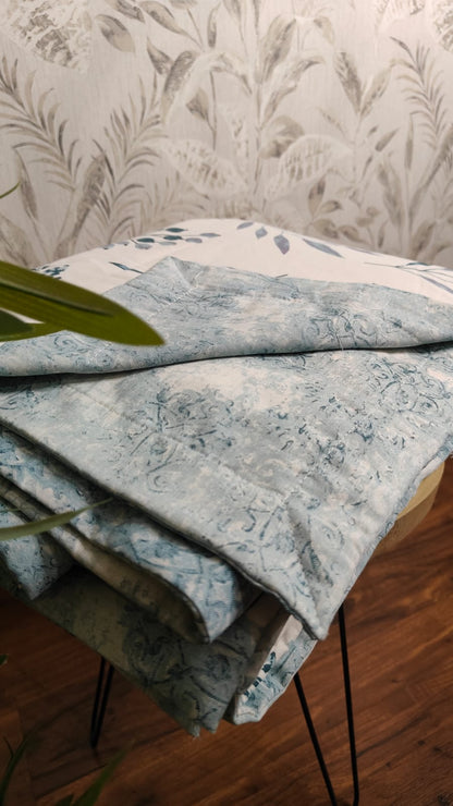 Botanica Mist Reversible Dohar – White & Vintage Teal