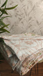 Gulnaar Peach Reversible Dohar – Warm Peach & Soft White floral
