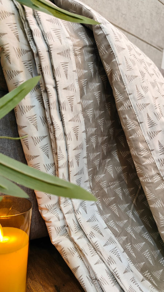 Taupe Grove Reversible Dohar – Taupe & Ivory | 100% Cotton