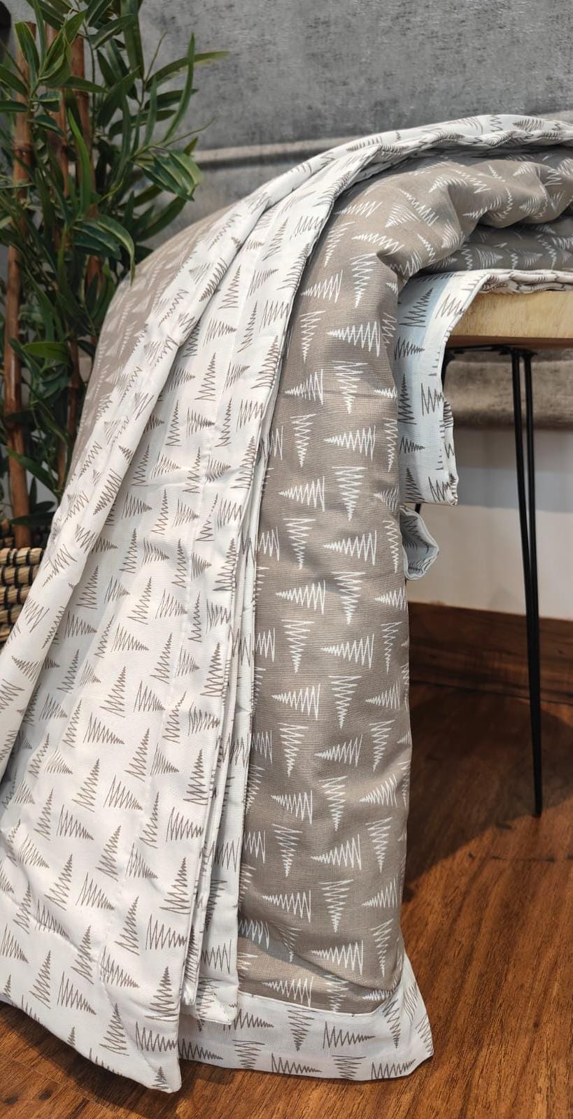 Taupe Grove Reversible Dohar – Taupe & Ivory | 100% Cotton
