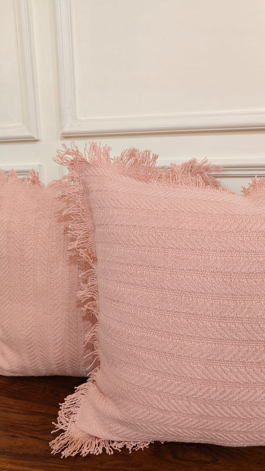 Blush Tufted Fringe Cushion (Set Of 2)