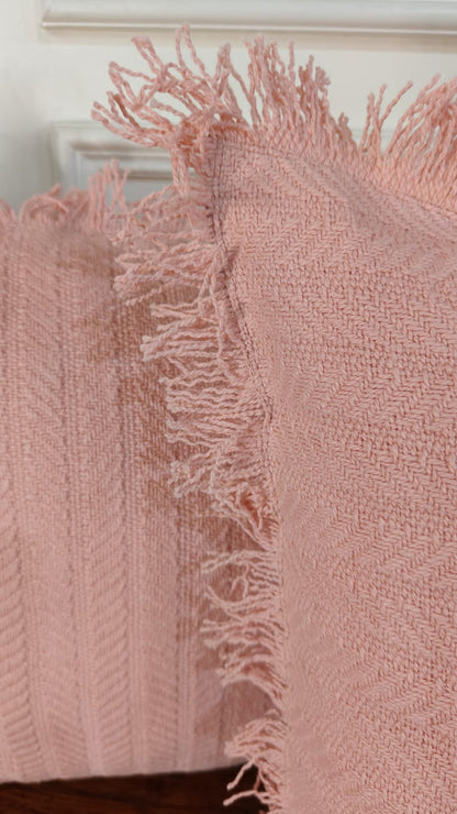 Blush Tufted Fringe Cushion (Set Of 2)