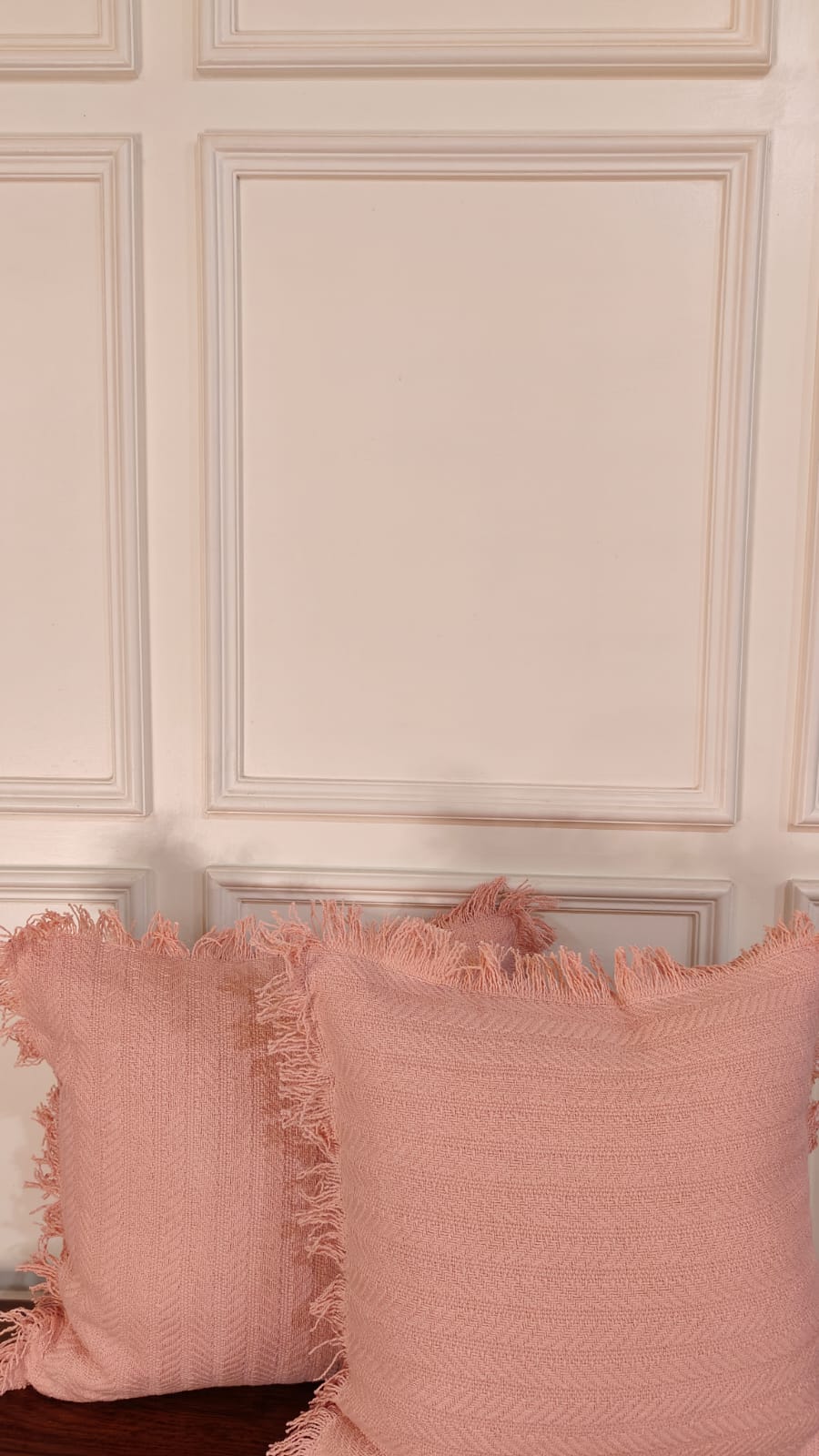Blush Tufted Fringe Cushion (Set Of 2)