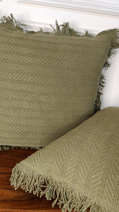 Sage Tufted Fringe Cushion (Set of 2)