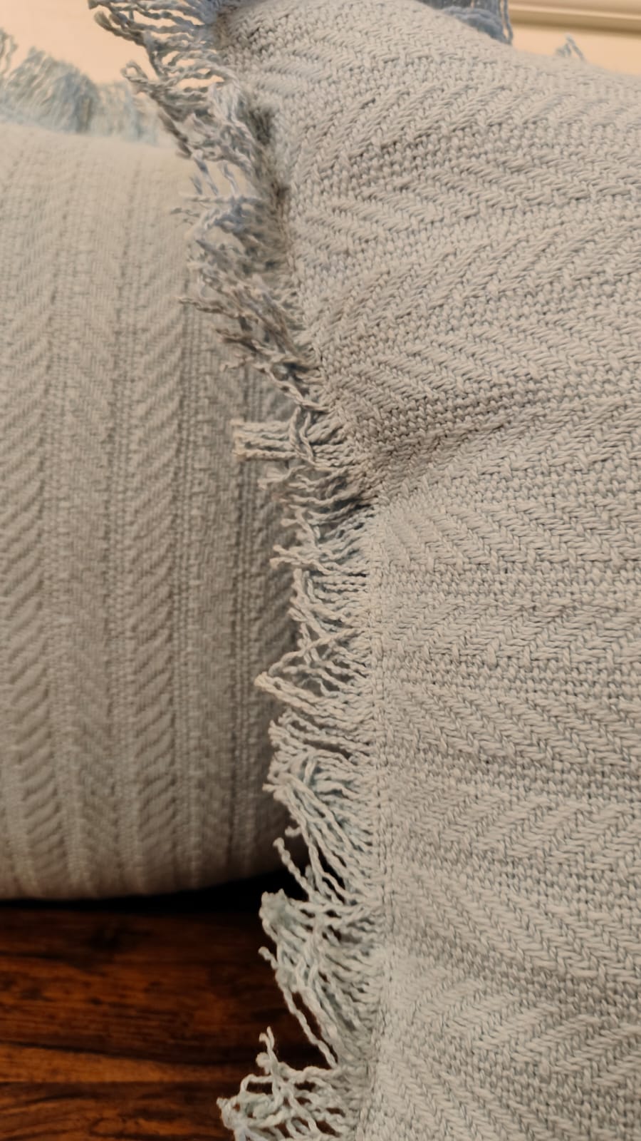 Powder Blue Tufted Fringe Cushion (Set of 2 pcs)