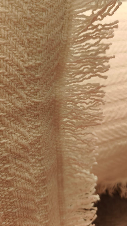Ivory White Tufted Fringe Cushion (Set of 2)