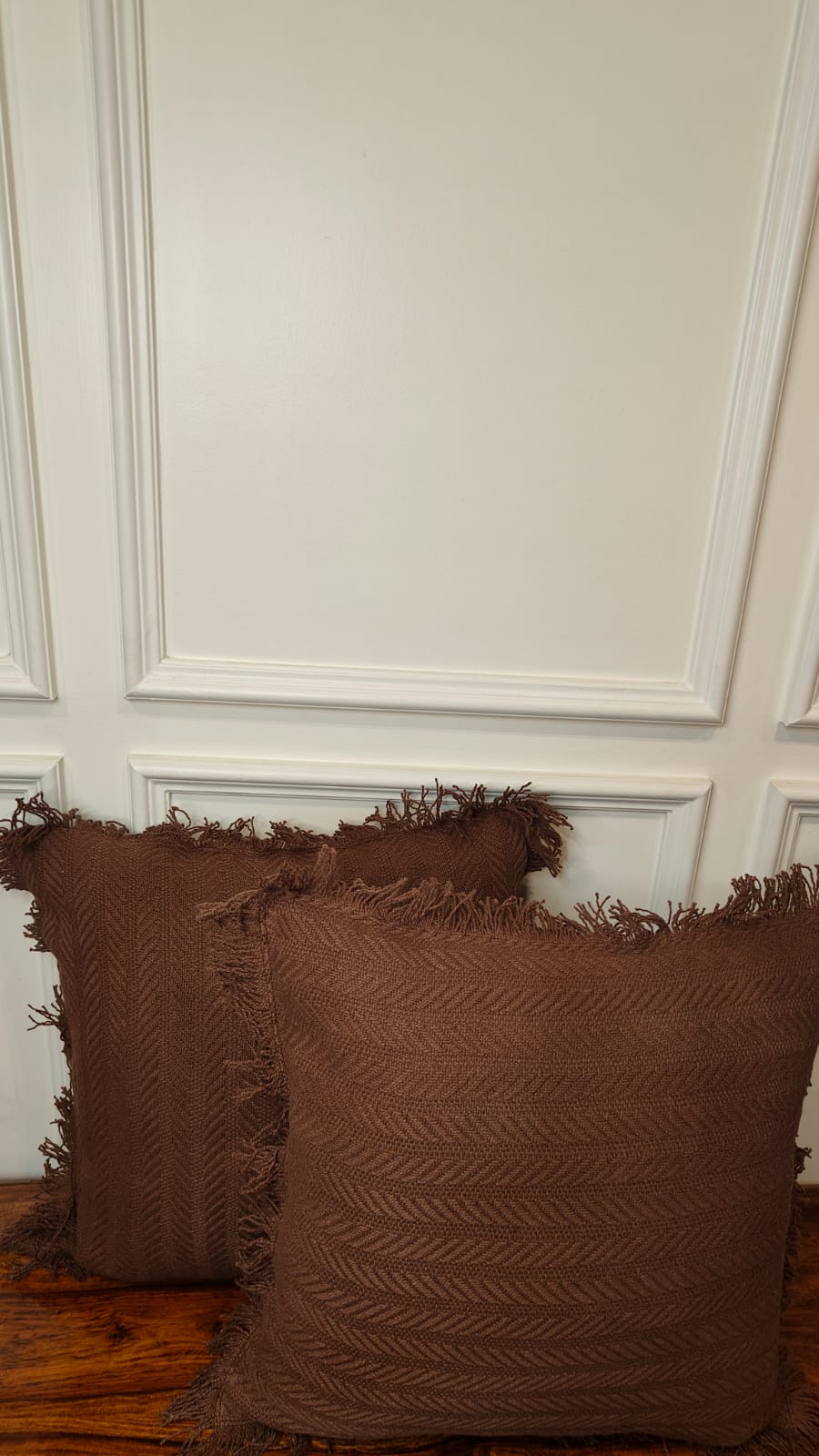 Cocoa Brown Tufted Fringe Cushion (Set of 2)