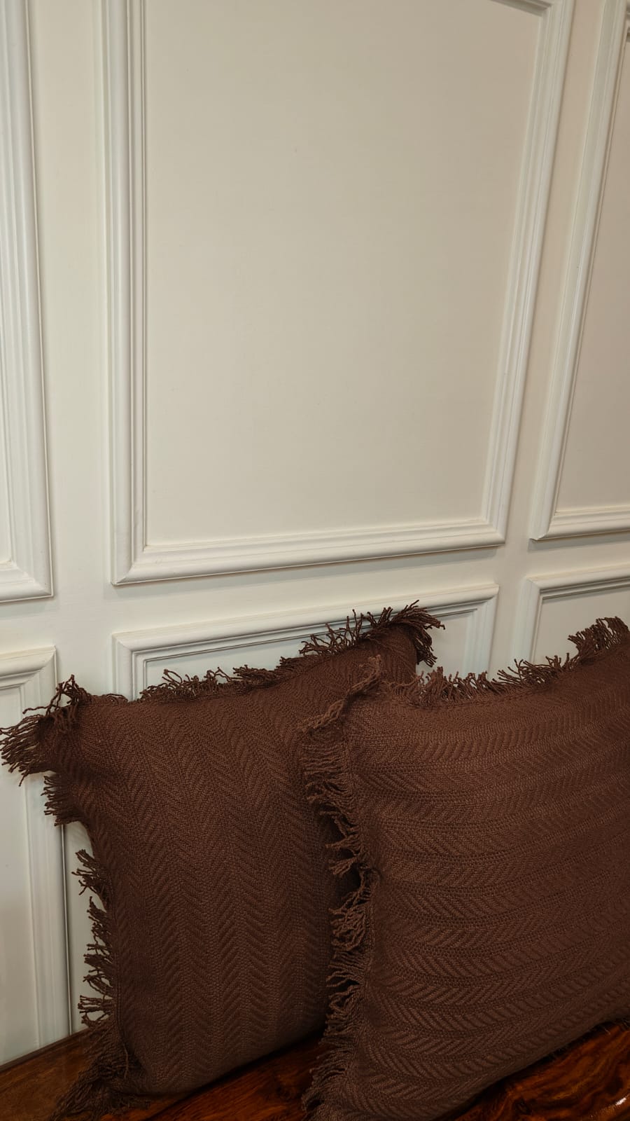 Cocoa Brown Tufted Fringe Cushion (Set of 2)