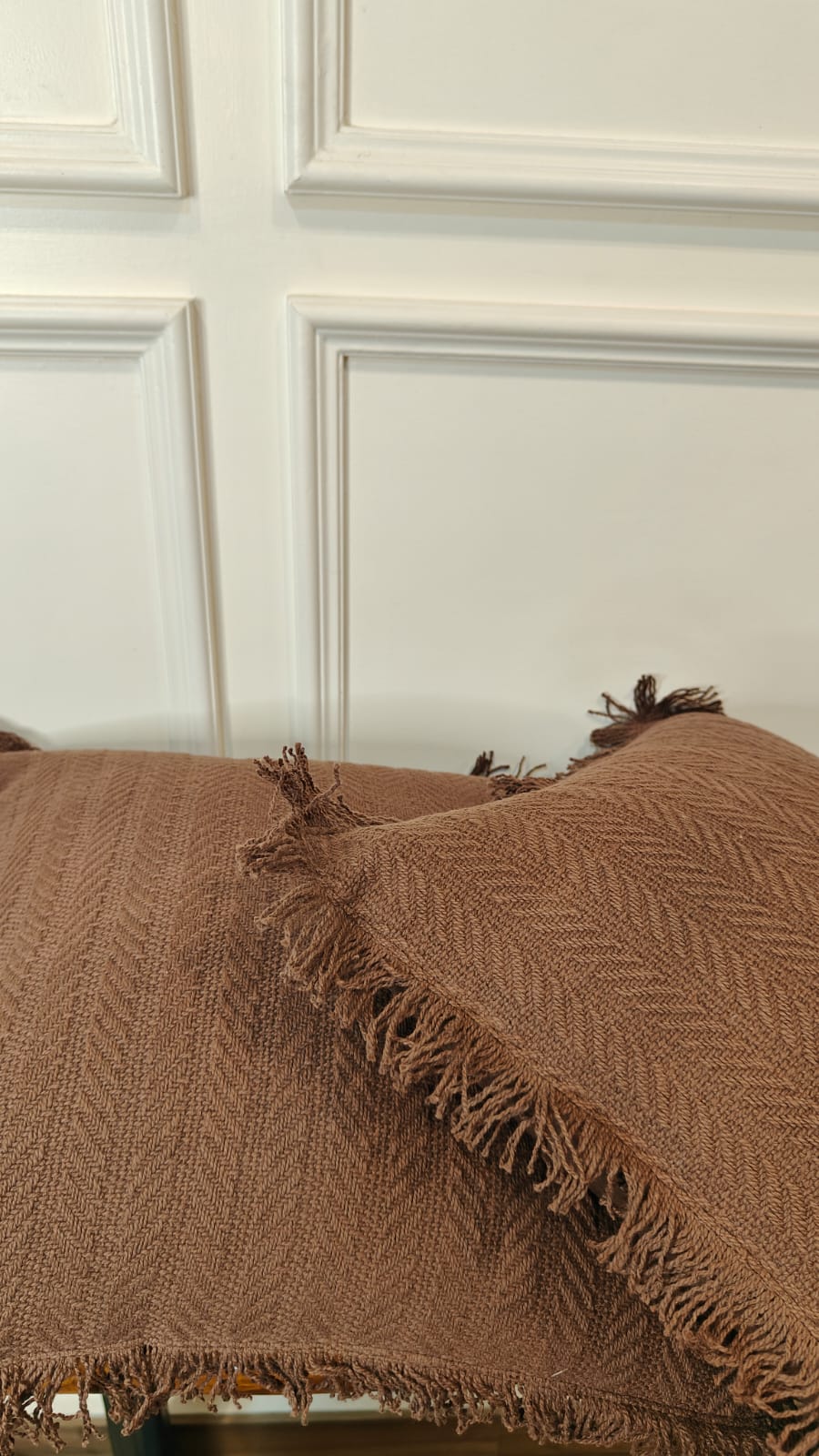 Cocoa Brown Tufted Fringe Cushion (Set of 2)