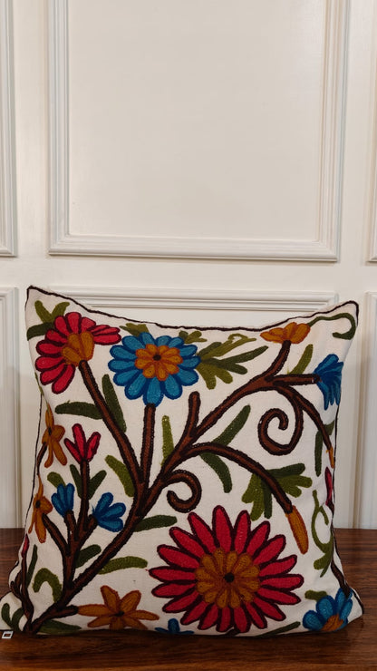 Elan Flora – Kashmiri-Inspired Contemporary Embroidered Cushion Cover