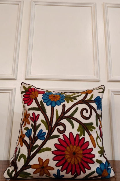 Elan Flora – Kashmiri-Inspired Contemporary Embroidered Cushion Cover