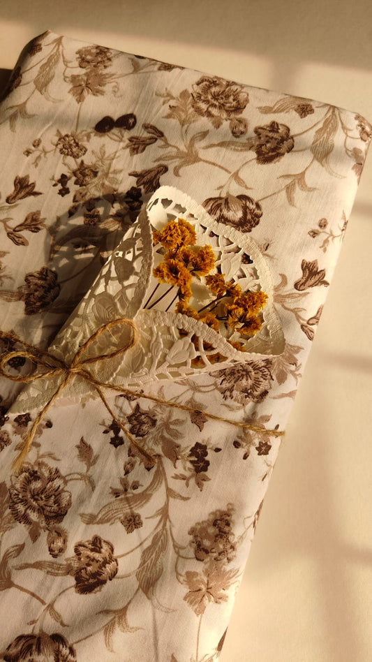 Chestnut Bloom – Brown Floral Cotton Bedsheet Set (King Size)