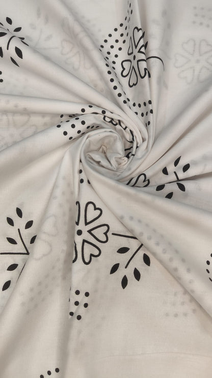 Monochrome Dot Bloom – 300 TC Pure Cotton Bedsheet (King Size)