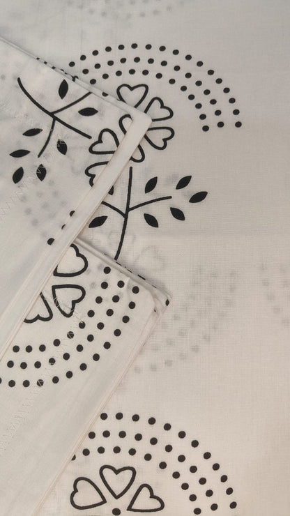 Monochrome Dot Bloom – 300 TC Pure Cotton Bedsheet (King Size)