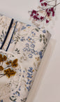 Bluebell Meadow – 210 TC Pure Cotton Bedsheet Set with Navy Piping