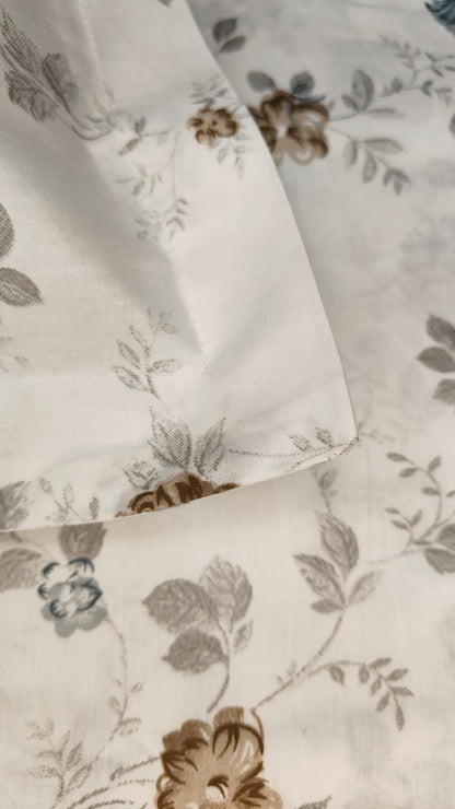 Ivory Bloom – 210 TC Percale Cotton Bedsheet Set