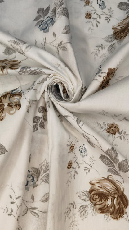 Ivory Bloom – 210 TC Percale Cotton Bedsheet Set