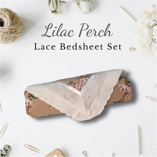 Lilac Perch – Lace Bedsheet Set (108×108")