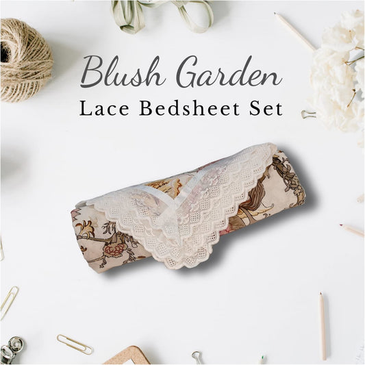 Blush Garden – Lace Bedsheet Set (108×108")