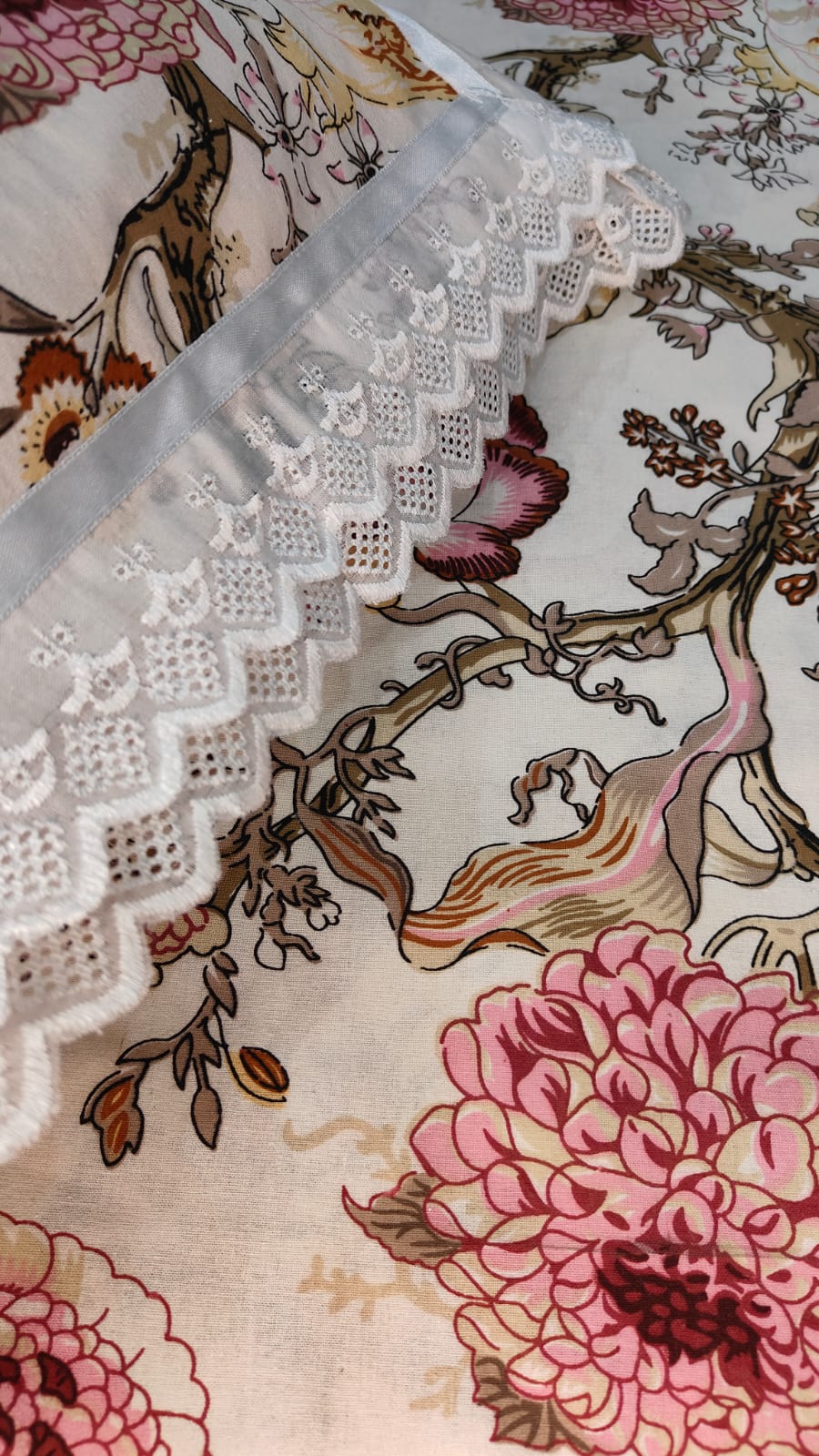 Blush Garden – Lace Bedsheet Set (108×108")