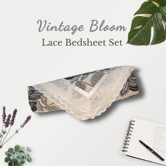 Vintage Bloom – Lace Bedsheet Set (108×108")