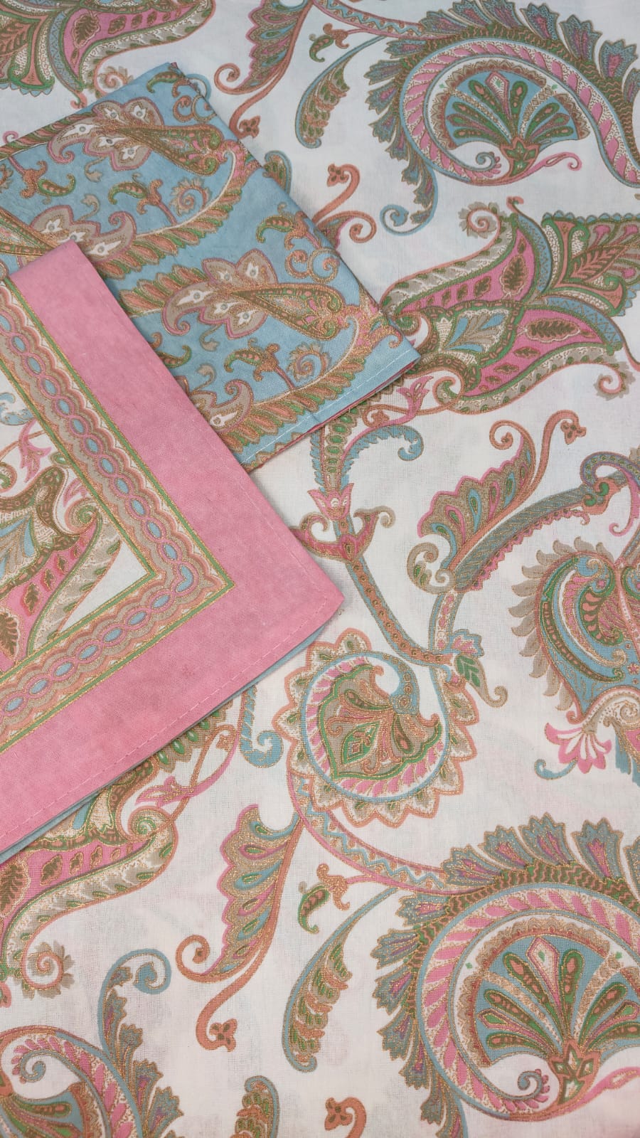 Gulbahar – Pastel Paisley Bedsheet Set (95×108")
