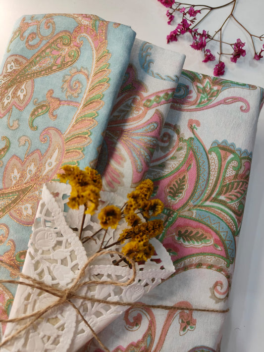 Gulbahar – Pastel Paisley Bedsheet Set (95×108")
