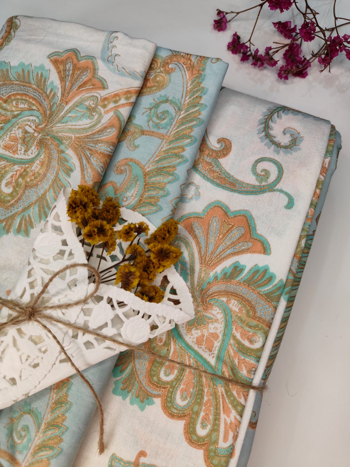 Amber Teal – Paisley Bedsheet Set (95×108")