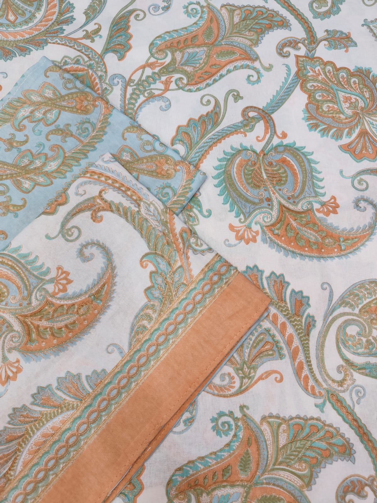 Amber Teal – Paisley Bedsheet Set (95×108")