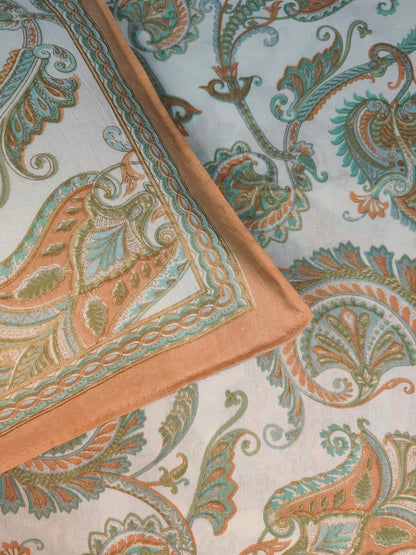 Amber Teal – Paisley Bedsheet Set (95×108")