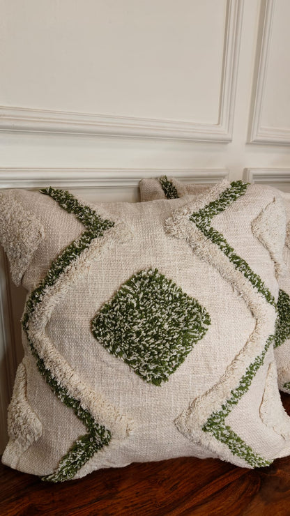 Olive Grove – Tufted Textured Cushion Covers (Set of 2 | 16×16")