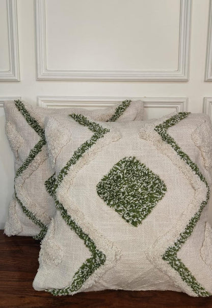 Olive Grove – Tufted Textured Cushion Covers (Set of 2 | 16×16")