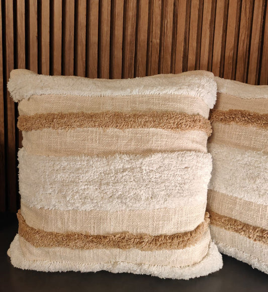 Sahara Stripes – Tufted Cushion Covers (Set of 2 | 16×16")
