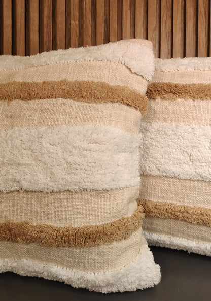 Sahara Stripes – Tufted Cushion Covers (Set of 2 | 16×16")