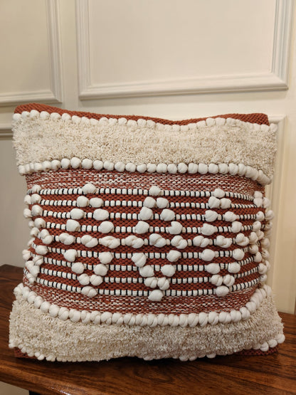 Terracotta Loom-Tufted Cushion Cover Set (16x16")