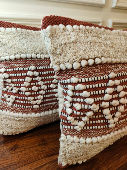 Terracotta Loom-Tufted Cushion Cover Set (16x16")