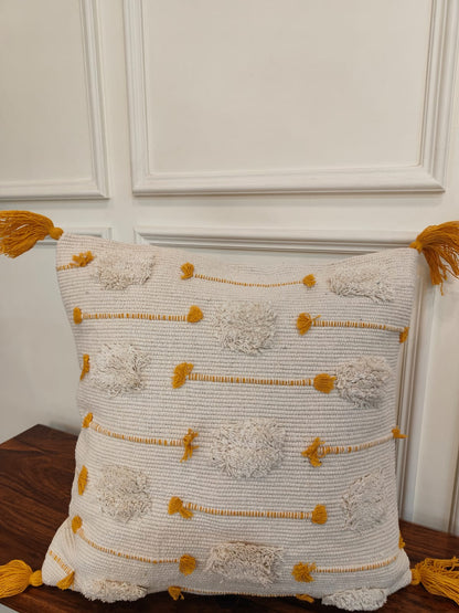 Ivory Mustard Loom-Tufted Cushion Covers (Set Of 2 | 16x16")