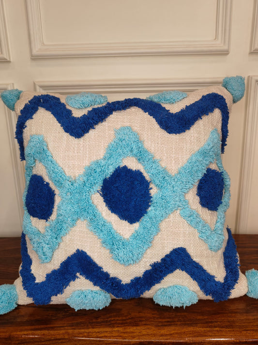 Azure Peaks Tufted Cotton Cushion Covers (Set of 2 | 16×16")