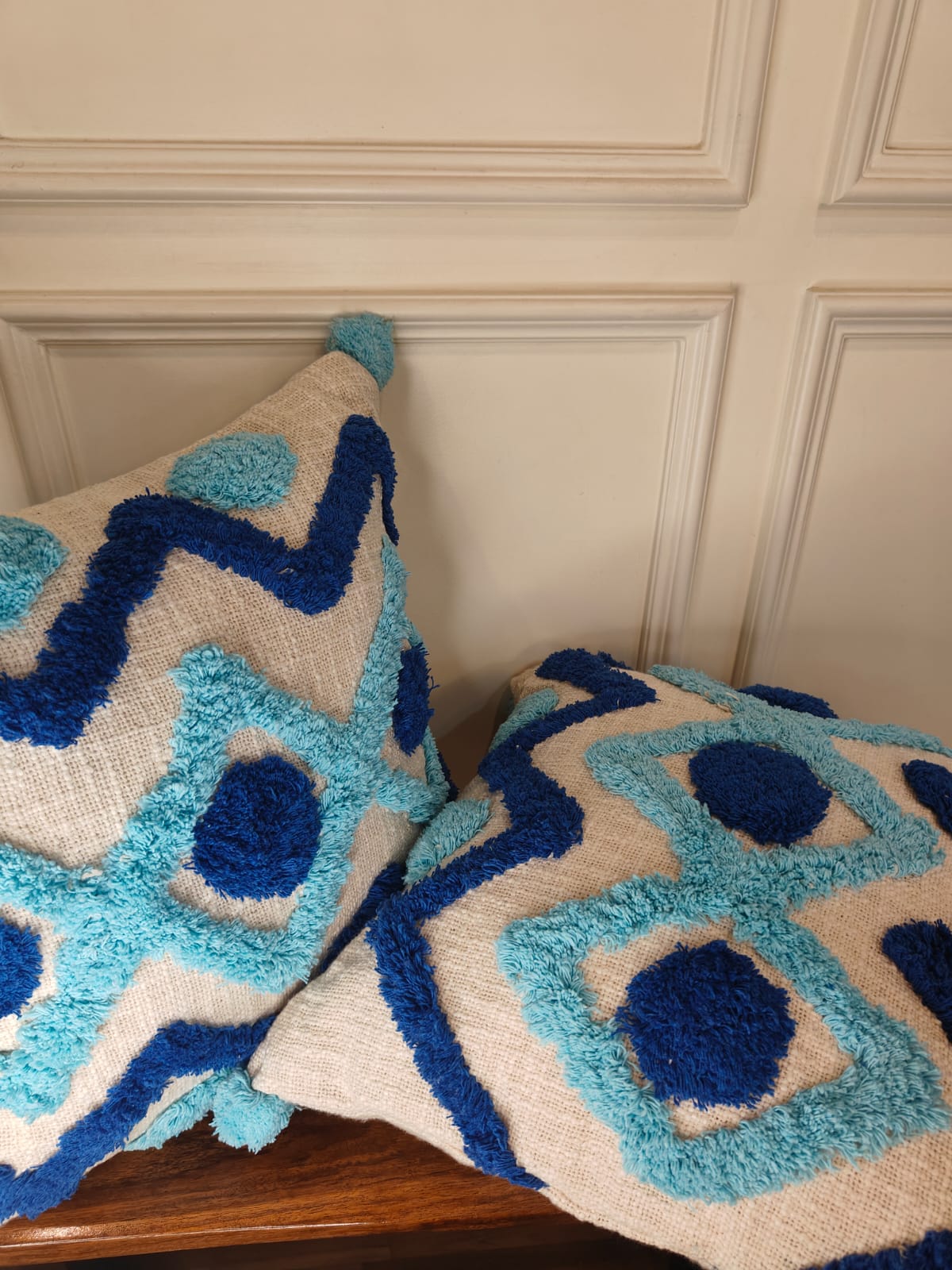 Azure Peaks Tufted Cotton Cushion Covers (Set of 2 | 16×16")